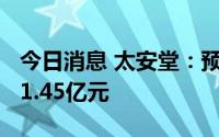 今日消息 太安堂：预计上半年亏损1.25亿元-1.45亿元