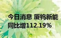 今日消息 厦钨新能：上半年净利5.32亿元，同比增112.19%