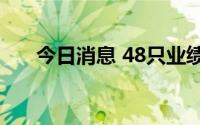 今日消息 48只业绩大增股遭机构抢筹