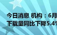 今日消息 机构：6月抖音及其海外版TikTok下载量同比下降5.4%