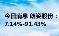 今日消息 朗姿股份：上半年净利润同比预降87.14%-91.43%