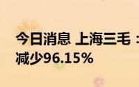 今日消息 上海三毛：预计上半年净利润同比减少96.15%