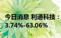 今日消息 利通科技：上半年净利润同比预增53.74%-63.06%