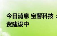 今日消息 宝馨科技：新能源领域业务尚在投资建设中