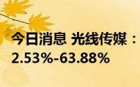 今日消息 光线传媒：预计上半年净利同比降52.53%-63.88%