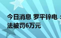 今日消息 罗平锌电：所属电厂违反安全生产法被罚6万元