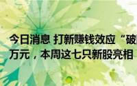 今日消息 打新赚钱效应“破防”，中科蓝汛一签首日亏损逾万元，本周这七只新股亮相