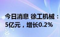 今日消息 徐工机械：预计2022年销售收入845亿元，增长0.2%