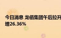 今日消息 龙佰集团午后拉升涨超5%，预计上半年营收同比增26.36%