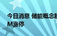 今日消息 储能概念股再度活跃，雷尔伟20CM涨停