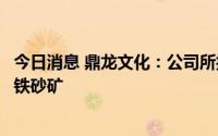 今日消息 鼎龙文化：公司所控制的钛矿资源主要为风化型钛铁砂矿