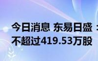 今日消息 东易日盛：公司第二大股东拟减持不超过419.53万股