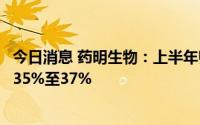 今日消息 药明生物：上半年归属于权益股东的利润同比增长35%至37%