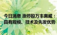 今日消息 涨停股万丰奥威：公司轻量化铝合金、镁合金业务具有规模、技术及先发优势