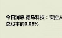 今日消息 德马科技：实控人188.36万元增持公司股份，占总股本的0.08%