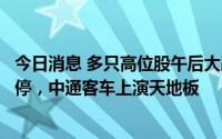 今日消息 多只高位股午后大跌，宝馨科技、华峰铝业触及跌停，中通客车上演天地板