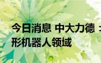 今日消息 中大力德：目前公司暂时未布局人形机器人领域