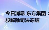 今日消息 东方集团：控股股东所持约1.03亿股解除司法冻结