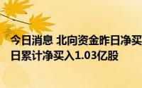 今日消息 北向资金昨日净买入京东方A8126.25万股，近30日累计净买入1.03亿股