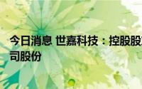 今日消息 世嘉科技：控股股东、实控人拟减持不超1.94%公司股份