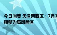 今日消息 天津河西区：7月19日11时起，将陈塘庄街云山里调整为高风险区