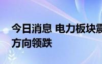 今日消息 电力板块震荡走低，生物质能发电方向领跌