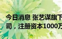 今日消息 张艺谋旗下XR公司成立超体空间公司，注册资本1000万