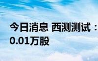 今日消息 西测测试：IPO网上放弃认购共计10.01万股