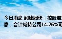 今日消息 润建股份：控股股东、实控人等因股权质押还款付息，合计减持公司14.26%可转债