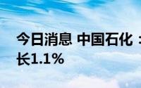 今日消息 中国石化：上半年原油产量同比增长1.1%