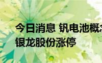 今日消息 钒电池概念继续冲高，金浦钛业、银龙股份涨停