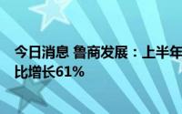 今日消息 鲁商发展：上半年化妆品板块收入10.01亿元，同比增长61%