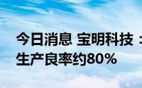 今日消息 宝明科技：目前公司锂电复合铜箔生产良率约80%