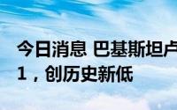 今日消息 巴基斯坦卢比对美元汇率跌至227：1，创历史新低