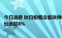 今日消息 钛白粉概念板块持续拉升，鼎龙文化涨停，安宁股份涨超8%