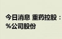 今日消息 重药控股：第三大股东拟减持不超3%公司股份