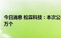 今日消息 松霖科技：本次公开发行可转债中签号码共有4.39万个