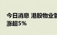 今日消息 港股物业管理板块走高，合景悠活涨超5%