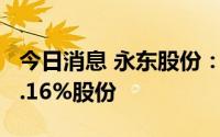 今日消息 永东股份：第三大股东拟减持不超2.16%股份