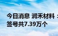 今日消息 润禾材料：发行可转债润禾转债中签号共7.39万个