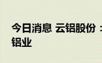 今日消息 云铝股份：控股股东拟变更为中国铝业