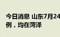 今日消息 山东7月24日新增本土感染者2+11例，均在菏泽