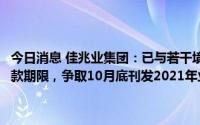 今日消息 佳兆业集团：已与若干境内金融机构订立安排延长若干现有借款期限，争取10月底刊发2021年业绩，股份将继续暂停买卖