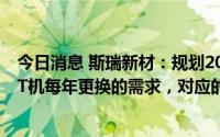 今日消息 斯瑞新材：规划2025年要打造3万套的产能支撑CT机每年更换的需求，对应的是约三亿元左右的收入