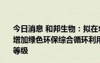 今日消息 和邦生物：拟在年产50万吨双甘膦生产线项目中增加绿色环保综合循环利用回收装置并提升整体项目的安全等级