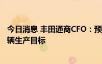 今日消息 丰田通商CFO：预计丰田汽车不会实现全年970万辆生产目标