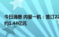 今日消息 内蒙一机：签订220台井式平车采购订单，合同额约1.44亿元