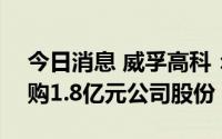 今日消息 威孚高科：截至7月31日公司已回购1.8亿元公司股份