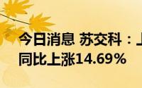 今日消息 苏交科：上半年净利润1.66亿元，同比上涨14.69%