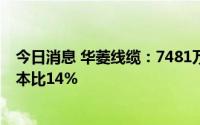 今日消息 华菱线缆：7481万股限售股8月4日解禁，占总股本比14%